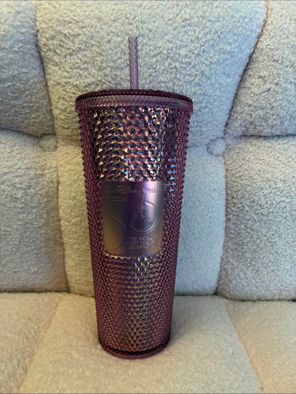 Sparkling Purple Studded Tumbler with Straw - 50th Anniversary
